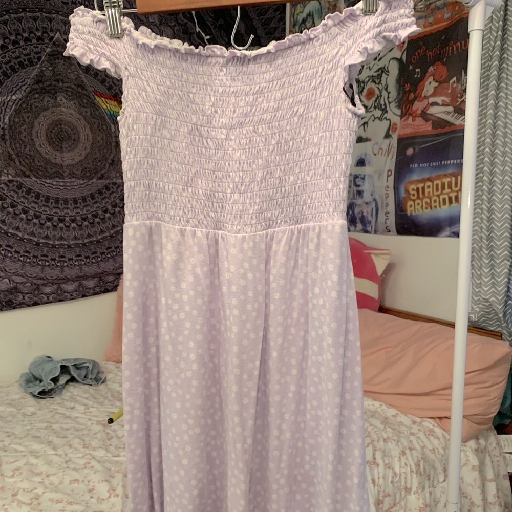 PURPLE+FLOWERS MINI DRESS